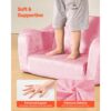 VEVOR Kindersofa Kindersessel aus 28D-Schwamm & kurzem Flor mit Armlehnen, Kleinkindersofa zum Lesen und Spielen, Kindercouch umwandelbares Schlafsofa für Spielzimmer Schlafzimmer Rosa M (Maß) – Bild 5
