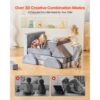 VEVOR modulare Spielcouch Anbausofa für Kleinkinder mit Armlehnen, 28D-Schwamm und Kurzflor, umwandelbare modulare Kindercouch zum Selbermachen, für Spielzimmer Schlafzimmer, 14-teilig, Grau – Bild 2