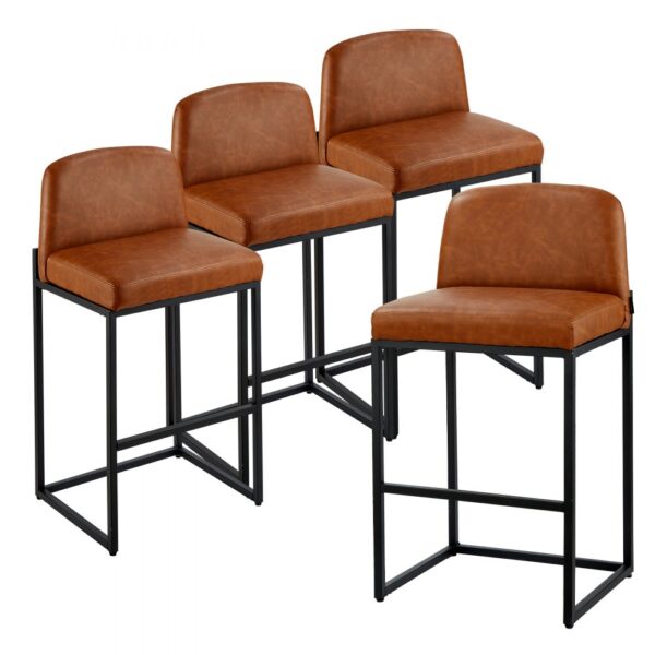 VEVOR Barhocker Thekenhocker 4 Stk. (925 mm hoch) Küchenstuhl aus PU-Leder mit Rückenlehne & Metallrahmen, Bistrostuhl (149,7 kg belastbar) Küche Esszimmer Bar Kücheninsel Barstuhl Braun VEVOR Barhocker Thekenhocker 4 Stk. (925 mm hoch) Küchenstuhl aus PU-Leder mit Rückenlehne & Metallrahmen, Bistrostuhl (149,7 kg belastbar) Küche Esszimmer Bar Kücheninsel Barstuhl Braun
