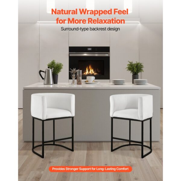 VEVOR Barhocker Thekenhocker 3 Stk. (87 cm hoch) Küchenstuhl mit Rückenlehne & Armlehne & Metallrahmen & Fußstütze, Bistrostuhl (158,8 kg belastbar) Küche Esszimmer Bankschalter Bar, Weiß – Bild 3 VEVOR Barhocker Thekenhocker 3 Stk. (87 cm hoch) Küchenstuhl mit Rückenlehne & Armlehne & Metallrahmen & Fußstütze, Bistrostuhl (158,8 kg belastbar) Küche Esszimmer Bankschalter Bar, Weiß – Bild 3
