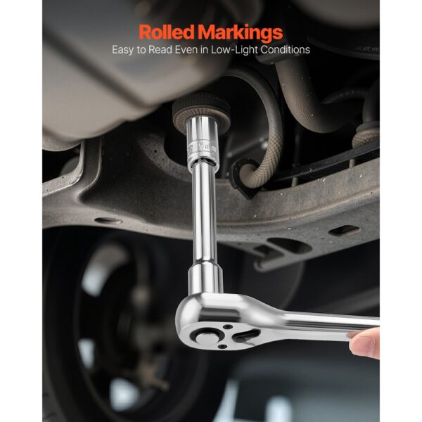 VEVOR Steckschlüsselsatz 33-tlg. 12,7 mm Antriebssteckschlüssel und Ratschensatz, SAE und metrisch, Werkzeugsatz mit Ratschenschlüssel, Verlängerungsstange Tragkoffer, CR-V-Legierungsstahl – Bild 4