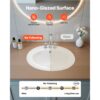 VEVOR Halbeinbauwaschbecken Handwaschbecken 485 x 425 mm ovales Aufsatzwaschbecken mit Überlauf & 3 Wasserhahnlöchern, modernes Einbauwaschbecken für kleine Räume Küchen Badezimmer Weiß – Bild 3 VEVOR Halbeinbauwaschbecken Handwaschbecken 485 x 425 mm ovales Aufsatzwaschbecken mit Überlauf & 3 Wasserhahnlöchern, modernes Einbauwaschbecken für kleine Räume Küchen Badezimmer Weiß – Bild 3