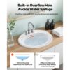 VEVOR Halbeinbauwaschbecken Handwaschbecken 485 x 425 mm ovales Aufsatzwaschbecken mit Überlauf & 3 Wasserhahnlöchern, modernes Einbauwaschbecken für kleine Räume Küchen Badezimmer Weiß – Bild 4 VEVOR Halbeinbauwaschbecken Handwaschbecken 485 x 425 mm ovales Aufsatzwaschbecken mit Überlauf & 3 Wasserhahnlöchern, modernes Einbauwaschbecken für kleine Räume Küchen Badezimmer Weiß – Bild 4