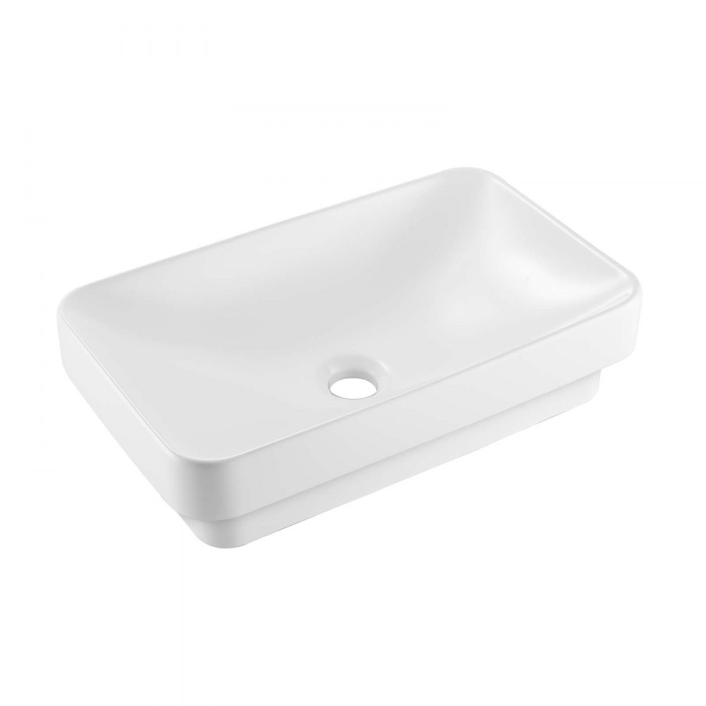 VEVOR Halbeinbauwaschbecken Handwaschbecken 490 x 305 mm rechteckiges Aufsatzwaschbecken mit 45 mm Abflussloch, modernes Einbauwaschbecken für kleine Räume Küchen Badezimmer Weiß