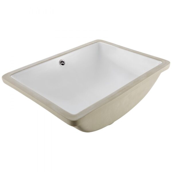 VEVOR Unterbauwaschbecken Handwaschbecken 515 x 385 mm rechteckiges Spülbecken aus Keramik mit Überlaufloch, moderne Unterbauspüle Küchenspüle für kleine Räume, Badezimmerwaschbecken Weiß