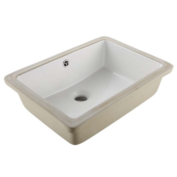 VEVOR Unterbauwaschbecken Handwaschbecken 470 x 355 mm rechteckiges Spülbecken aus Keramik mit Überlaufloch, moderne Unterbauspüle Küchenspüle für kleine Räume, Badezimmerwaschbecken Weiß