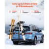VEVOR Skiboard Snowboard Dachträger für bis zu 6 Paar Ski/4 Snowboards, abschließbarer Skidachträger mit Gummipolsterung & Sicherheitsgurt, Skihalter Träger Anhängerkupplungsträger – Bild 2