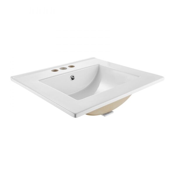 VEVOR Halbeinbauwaschbecken Handwaschbecken 510 x 465 mm rechteckiges Aufsatzwaschbecken mit Überlauf & 3 Wasserhahnlöchern, modernes Einbauwaschbecken für kleine Räume Küchen Badezimmer Weiß
