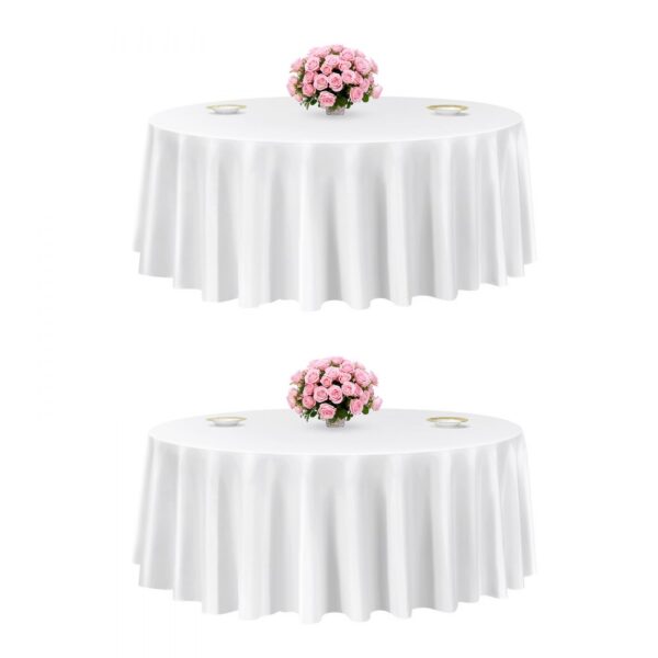 VEVOR 2 Stk. runde Tischdecken Tischwäsche 3048 mm, knitterfreier Tischdeckenschutz, maschinenwaschbares Tischtuch aus Polyestergewebe für Partys Hochzeiten Bankette formelle Veranstaltungen, Weiß VEVOR 2 Stk. runde Tischdecken Tischwäsche 3048 mm, knitterfreier Tischdeckenschutz, maschinenwaschbares Tischtuch aus Polyestergewebe für Partys Hochzeiten Bankette formelle Veranstaltungen, Weiß
