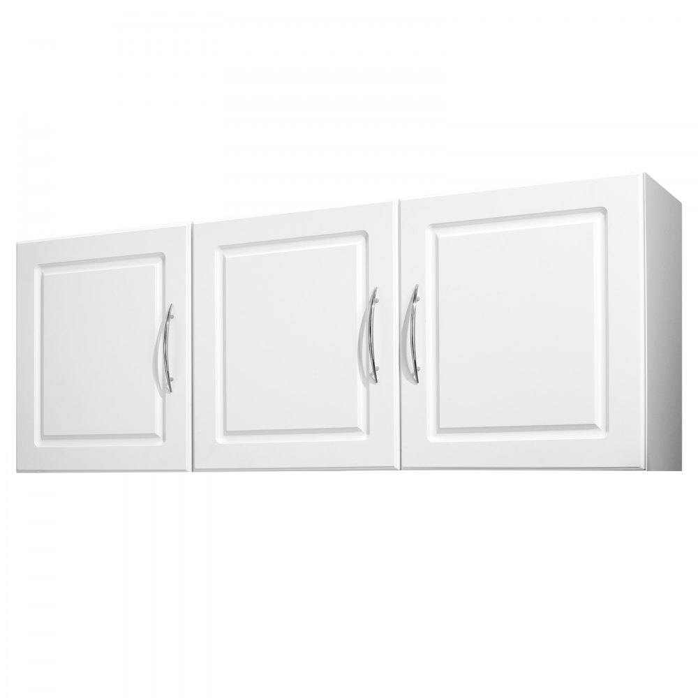 VEVOR Wandschrank für Waschküche, 2-stöckiger Wandhängeschrank mit verstellbarer Ablage, Küchenschrank mit 3 Türen, für Küche Bad Wäscherei, 31,6x137,2x51,6 cm (T x B x H), Oberschrank Weiß