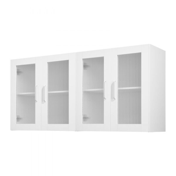VEVOR Wandschrank für Waschküche, 2-stöckiger Wandhängeschrank mit verstellbarer Ablage, Küchenschrank mit 4 Türen, für Küche Bad Wäscherei, 122x30,x61 cm, 72,6 kg belastbarer Oberschrank