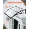 VEVOR Vordach für Haustür 965x1017 mm, Pultbogenvordach, Pultvordach mit Entwässerung & ABS-Halterung, Regen-, Schnee- & Sonnenschutz, Polycarbonat-Türüberdachung für Veranda & Terrasse, Transparent – Bild 2