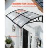 VEVOR Vordach für Haustür 965x1987 mm, Pultbogenvordach, Pultvordach mit Entwässerung & ABS-Halterung, Regen-, Schnee- & Sonnenschutz, Polycarbonat-Türüberdachung für Veranda & Terrasse, Transparent – Bild 2