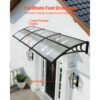 VEVOR Vordach für Haustür 965x2975 mm, Pultbogenvordach, Pultvordach mit Entwässerung & ABS-Halterung, Regen-, Schnee- & Sonnenschutz, Polycarbonat-Überdachung für Veranda & Terrasse, Transparent – Bild 2