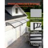 VEVOR Vordach für Haustür 965x2975 mm, Pultbogenvordach, Pultvordach mit Entwässerung & ABS-Halterung, Regen-, Schnee- & Sonnenschutz, Polycarbonat-Überdachung für Veranda & Terrasse, Transparent – Bild 4