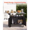 VEVOR Outdoor-Grillwagen mit Aufbewahrungsschrank, 124 cm Grilltisch mit Edelstahlplatte, Haken, Rollen und Flaschenöffner, Küchenwagen & Servierwagen für Terrasse, Garten, Bar und BBQ-Bereich – Bild 3