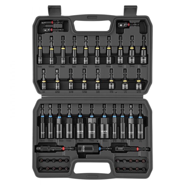 VEVOR Steckschlüsselsatz, 55-tlg., SAE- & Metrisch, Magnetische Steckschlüssel, mit Einsätzen, Verlängerung, Bits & Werkzeugkoffer, für Autoreparaturen, Heimwerkerarbeiten & DIY-Projekte