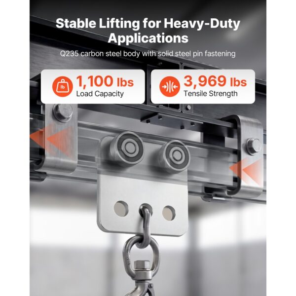 VEVOR 4 Stk. Laufkatze mit 499 kg Tragkraft, Rollfahrwerk mit 4 Rädern & Doppellager, Handfahrwerk aus Kohlenstoffstahl für Strebenkanäle ab 41 mm Höhe, Krankatze für Werkstatt Lager Baustelle Garage – Bild 3 VEVOR 4 Stk. Laufkatze mit 499 kg Tragkraft, Rollfahrwerk mit 4 Rädern & Doppellager, Handfahrwerk aus Kohlenstoffstahl für Strebenkanäle ab 41 mm Höhe, Krankatze für Werkstatt Lager Baustelle Garage – Bild 3
