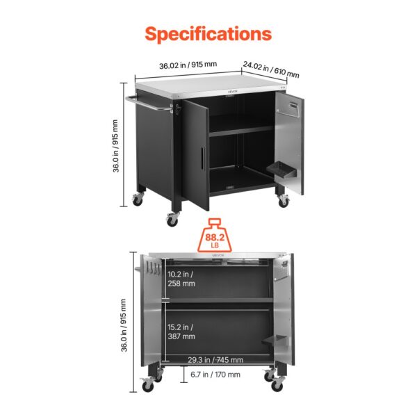 VEVOR Outdoor-Grillwagen mit Aufbewahrungsschrank, 102 cm Grilltisch mit Edelstahlplatte, Gewürzablage, Haken und Handtuchhalter, Küchenwagen & Servierwagen für Terrasse, Garten, Bar und BBQ-Bereich – Bild 2 VEVOR Outdoor-Grillwagen mit Aufbewahrungsschrank, 102 cm Grilltisch mit Edelstahlplatte, Gewürzablage, Haken und Handtuchhalter, Küchenwagen & Servierwagen für Terrasse, Garten, Bar und BBQ-Bereich – Bild 2
