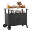 VEVOR Outdoor-Grillwagen mit Aufbewahrungsschrank, 92 cm Grilltisch mit Edelstahlplatte, Griff, Rollen und Flaschenöffner, Küchenwagen & Servierwagen für Terrasse, Garten, Bar und BBQ-Bereich