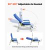 VEVOR Medizinischer Stuhl mit IV-Infusionsständer Infusionsstuhl 181kg, Stahlkonstruktion, 90-160° Verstellbar, Mit Gepolstertem Sitz Fußstütze & Aufbewahrungskorb, Für Krankenhäuser Pflegeheime – Bild 4