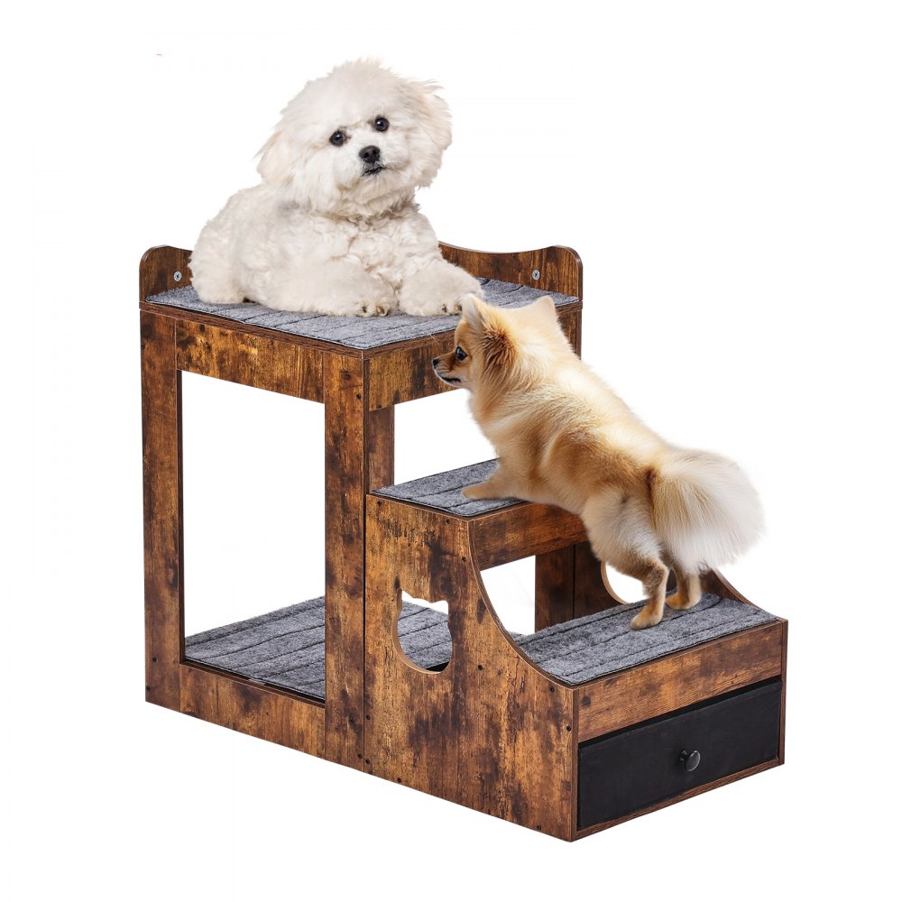 VEVOR Etagenbett für Haustiere mit abnehmbarer Treppe, mehrstufiges Bett, 830 x 450 x 675 mm (Braun)