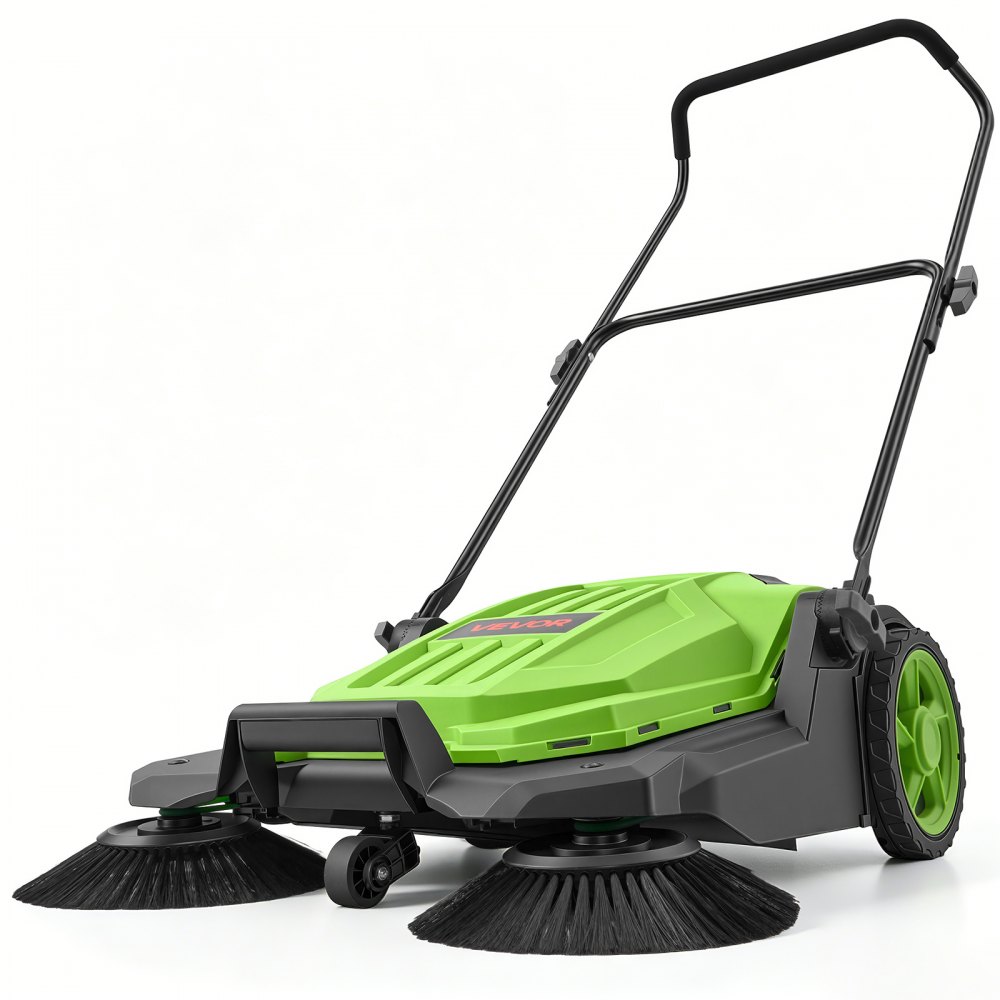 VEVOR Kehrmaschine Manuell, Handkehrmaschine mit 650 mm Arbeitsbreite, 18,9-L-Kehrbehälter & Verstellbarem Klappgriff, Bodenreinigungsmaschine für Höfe, Gehwege, Terrassen & Garagen – Grün