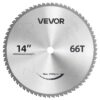 VEVOR Sägeblatt 355,6 mm 66 Zähne Cermet-beschichtet Kalttrennsägeblatt, Kompatibel mit Kappsägen, 4000 Schnitte, Schneiden Glatter Oberflächen ohne Grate, Geräuschreduzierung, Wärmeableitungslöcher