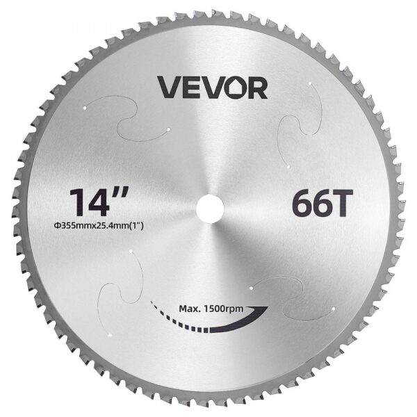 VEVOR Sägeblatt 355,6 mm 66 Zähne Cermet-beschichtet Kalttrennsägeblatt, Kompatibel mit Kappsägen, 4000 Schnitte, Schneiden Glatter Oberflächen ohne Grate, Geräuschreduzierung, Wärmeableitungslöcher