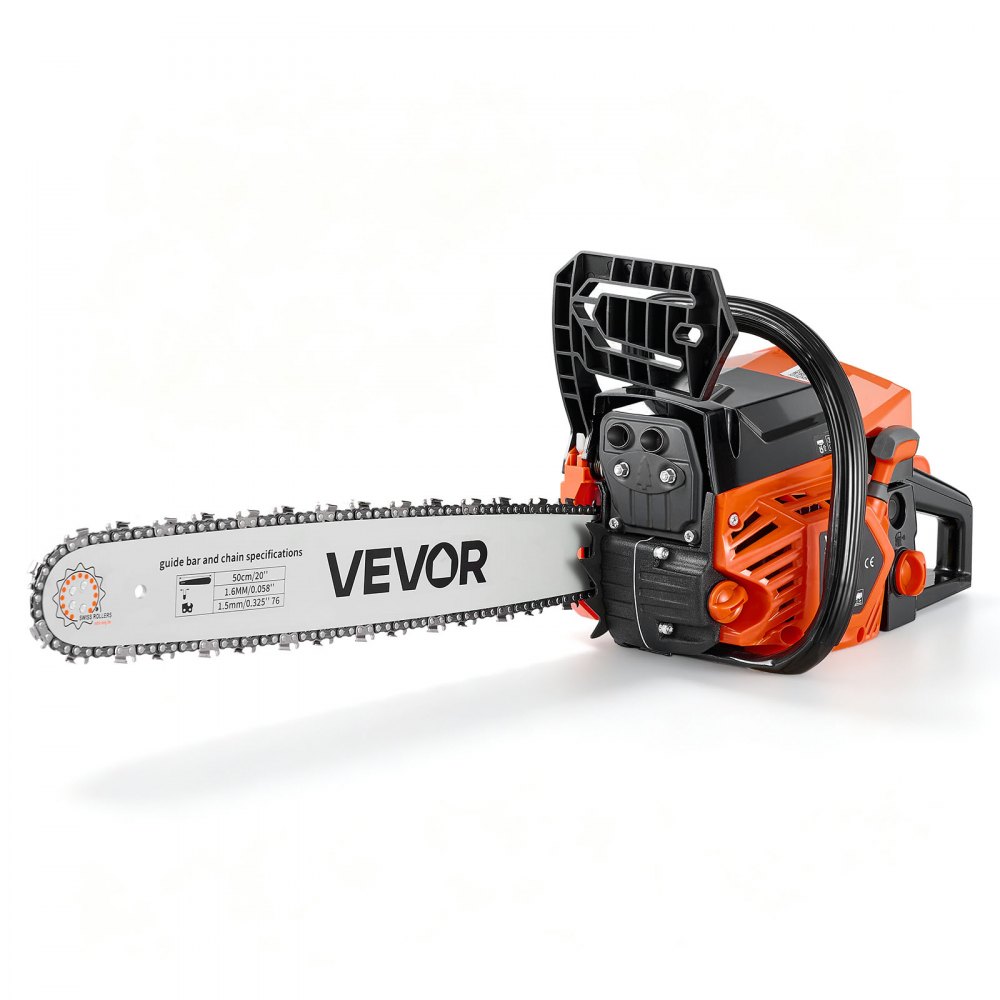 VEVOR Benzin Kettensäge 508mm 62ccm Motorsäge 2,7kW 2-Takt Motorkettensäge, für Holzarbeiten Baumschnitt Rodungsarbeiten, 11.500 U/min, Drehzahl-Synchronisierter Choke, Rutschfester Griff & zwei Tanks