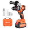 VEVOR Akku-Schlagbohrschrauber 20V 12,7 mm 26000 IPM 500 U/min/2.000 U/min, zum Bohren in Holz & Metall sowie zum Schrauben, 4000-mAh-Lithium-Ionen-Akku & Ladegerät, mit Ganzmetall-Bohrfutter, 90 Nm