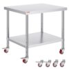 VEVOR Arbeitstisch 91 x 76 x 82 cm Edelstahl Catering Arbeitstisch etwa 160 kg für Belastbarkeit Lebensmittel Zubereitungstisch Gewerbliche Arbeitstisch für Küche Bar Restaurantar 4 verstellbare Füße