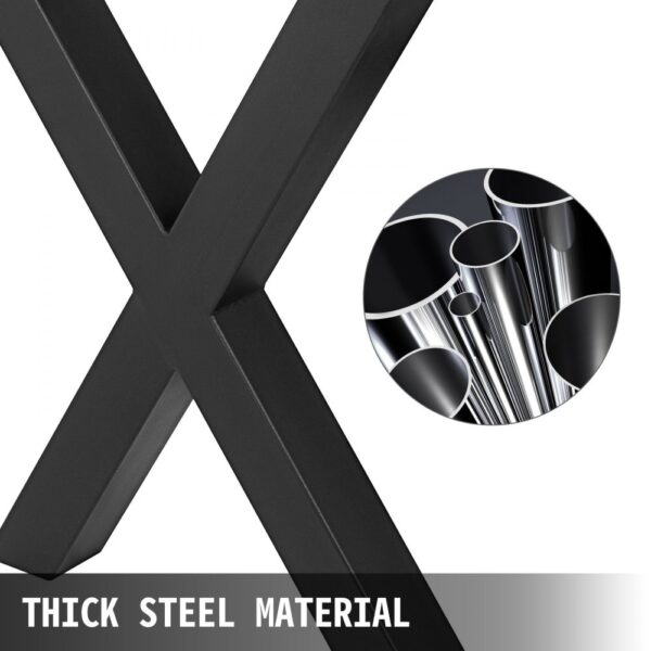 VEVOR Tischbeine Metall Tischgestell 720x760 mm Stahl Tischfüße Schwarz einfache Montage Tischbeine Metall schwarz – Bild 2