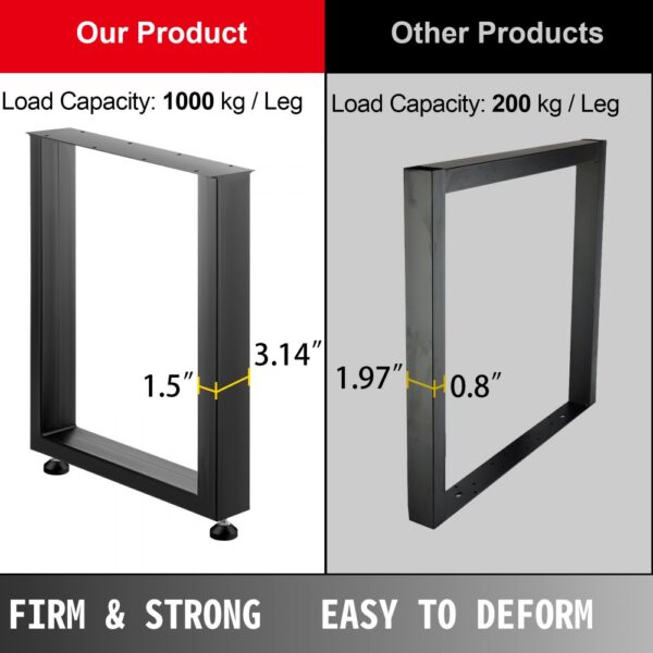 VEVOR Tischkufen Schwarz Pulverbeschichtet 600 mm x 720 mm, Tischkufen Metall mit 1000 kg Tragfähigkeit, Tischbeine Quadratisch, Tischgestell mit Vorgebohrten Löchern, für Couchtische, Sofas – Bild 4 VEVOR Tischkufen Schwarz Pulverbeschichtet 600 mm x 720 mm, Tischkufen Metall mit 1000 kg Tragfähigkeit, Tischbeine Quadratisch, Tischgestell mit Vorgebohrten Löchern, für Couchtische, Sofas – Bild 4