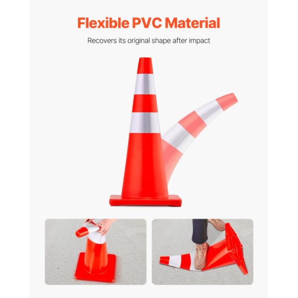 VEVOR Sicherheitskegel, 70 Höhe 12 Stk. Verkehrskegel aus PVC mit 2 Reflektierenden Kragen und beschwerter Basis, zur Verkehrskontrolle, zum Parken auf der Einfahrt – Bild 4