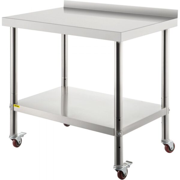 VEVOR Edelstahl-Vorbereitungstisch, 76,2 x 61 x 89 cm, 200 kg Tragkraft, Robuster Metallarbeitstisch mit Verstellbarer Rückwand & 4 Rollen, Gewerblicher Arbeitsplatz für Küchenrestaurants VEVOR Edelstahl-Vorbereitungstisch, 76,2 x 61 x 89 cm, 200 kg Tragkraft, Robuster Metallarbeitstisch mit Verstellbarer Rückwand & 4 Rollen, Gewerblicher Arbeitsplatz für Küchenrestaurants