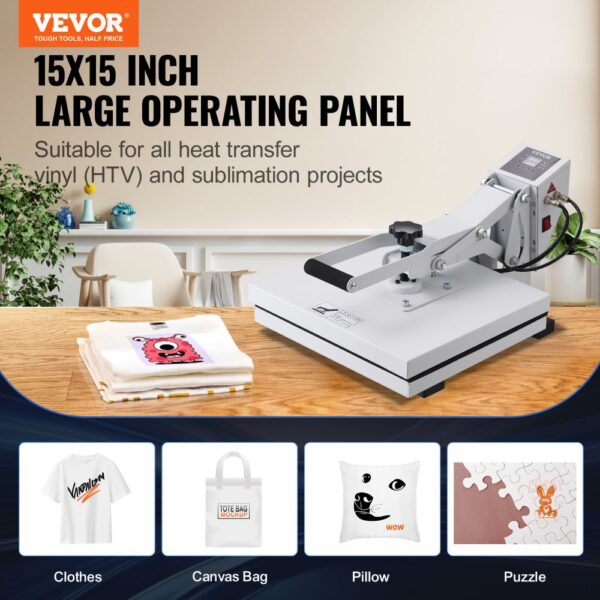 VEVOR Wärmepresse 38x38 cm Sublimationsdrucker Transfer DIY T-Shirt – Bild 2