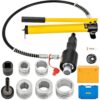 VEVOR Hydraulischer Auspuffrohr-Expander, Größe 4,13 bis 10,8 cm, 10 T, manueller hydraulischer Rohrstrecker mit 4 Matrizen und 2 Aufbewahrungskoffern für Kupfer- und Aluminiumrohre bei der Autoreparatur
