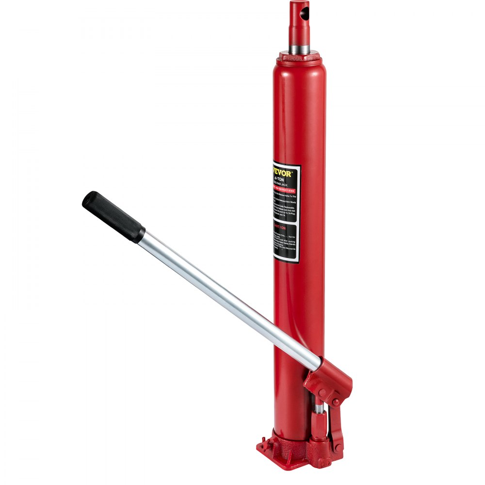 VEVOR Hydraulischer langer Rammheber, 4 t Tragfähigkeit, mit Einzelkolbenpumpe und flacher Basis, manueller Hubarbeitsbühnenheber mit Griff, für Garagen-/Ladenkräne, Motorhebevorrichtung, rot