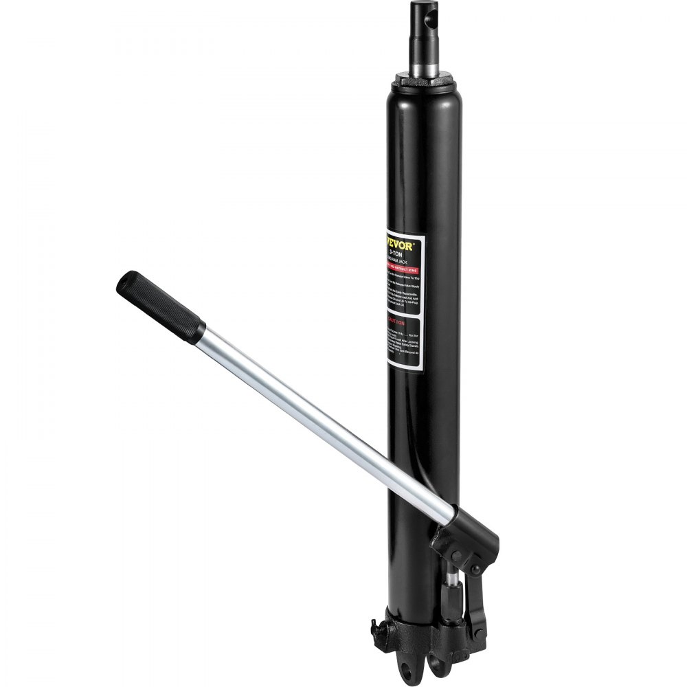 VEVOR Hydraulischer langer Rammheber, 3 t Kapazität, mit Einzelkolbenpumpe und Gabelkopfsockel, manueller Hubarbeitsbühnenheber mit Griff, für Garagen-/Ladenkräne, Motorhebevorrichtung, schwarz