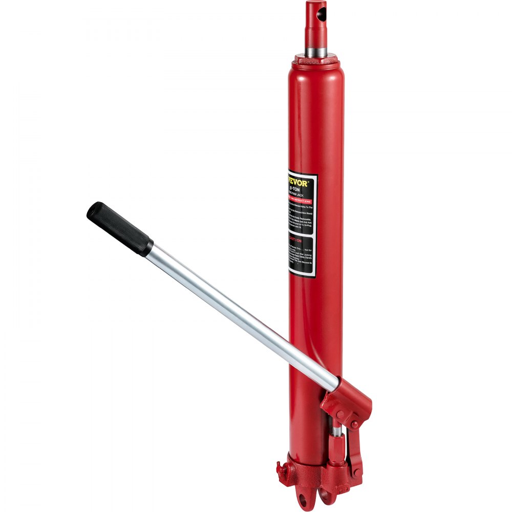 VEVOR Hydraulischer langer Rammenheber, 8 Tonnen Kapazität, mit Einzelkolbenpumpe und Gabelkopfsockel, manueller Hubarbeitsbühnenheber mit Griff, für Garagen-/Ladenkräne, Motorhubwerk, rot