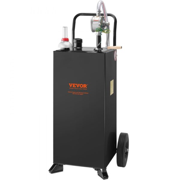VEVOR 30 Gallonen Gas-Caddy, Kraftstoffspeichertank mit Rädern, tragbarer Kraftstoff-Caddy mit manueller Transferpumpe, Benzin-Diesel-Kraftstoffbehälter für Autos, Rasenmäher, Geländefahrzeuge, Boote