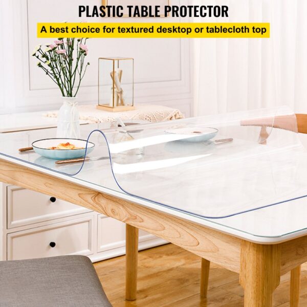 VEVOR PVC Tischabdeckung 101,6 x 182,8 cm, 1,5 mm Dicker Transparenter Tischschutz, Rechteckige transparente Schreibtischunterlage, Wasserdicht Tischschutz PVC Folie für Büro-Kommode, Nachttisch – Bild 2 VEVOR PVC Tischabdeckung 101,6 x 182,8 cm, 1,5 mm Dicker Transparenter Tischschutz, Rechteckige transparente Schreibtischunterlage, Wasserdicht Tischschutz PVC Folie für Büro-Kommode, Nachttisch – Bild 2