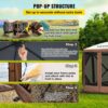 VEVOR Faltpavillon, 3,05 x 3,05 m, 6-seitiges Pop-up-Camping-Überdachungszelt mit Netzfenstern, tragbarer Tragetasche, Erdspießen, große gartenpavillon für Outdoor-Camping, Rasen und Hinterhof – Bild 4