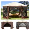 VEVOR Pavillon-Zelt, 3,6 x 3,6 m, 6-seitiges Pop-up-Camping-Überdachungszelt mit Netzfenstern, tragbarer Tragetasche, Erdnägeln, großen Schattenzelten für Camping im Freien, Rasen und Hinterhof