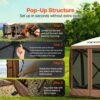 VEVOR Pavillon-Zelt, 3,6 x 3,6 m, 6-seitiges Pop-up-Camping-Überdachungszelt mit Netzfenstern, tragbarer Tragetasche, Erdnägeln, großen Schattenzelten für Camping im Freien, Rasen und Hinterhof – Bild 4