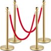 VEVOR 4-teiliges Personenleitsystem 96 cm Gesamthöhe Absperrung, Abgrenzungsständer Leitpfosten, Absperrständer mit 1,5 m Länge Seil für Hochzeiten, Hotels, Ausstellungen Goldener Absperrständer