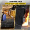 VEVOR Schweißschutzdecke, 2er-Pack Schweißdecken, 2,44 x 3,05 m Feuerlöschdecke, 1022 °F flammhemmende Decke, schwarze Feuernotfalldecken, feuerhemmende Glasfaserdecke mit 12 Messingösen – Bild 2