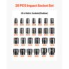 VEVOR Schlag-Steckschlüsselsatz 1/2 Zoll, 26-teilig, Schlag-Steckschlüssel, flache Stecknüsse, 6-Kant-Steckschlüssel, CR-V, 1/2 Zoll Antriebs-Steckschlüsselsatz Schlag metrisch 10-36 mm – Bild 3