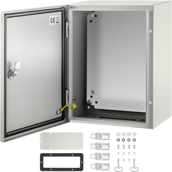 VEVOR Schaltschrank NEMA-Industriegehäuse, 40 x 30 x 20 cm NEMA 4X-Stahl-Schaltkasten, IP66 wasser- und staubdicht, elektrischer Anschlusskasten für den Außen-/Innenbereich, mit Montageplatte